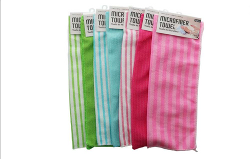 Microfiber cleaning towels in assorted colors for household cleaning