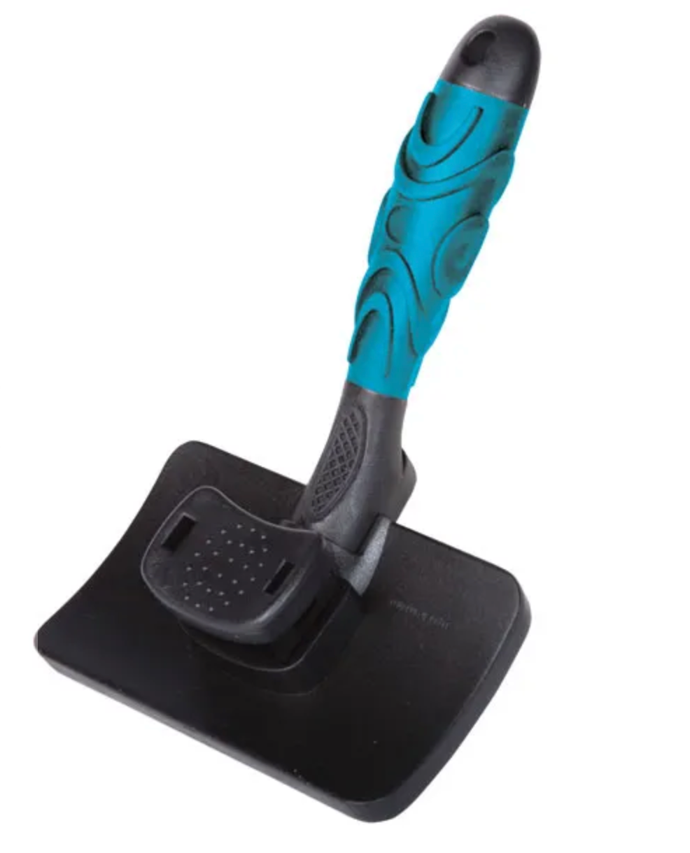 Ergonomic self-cleaning pet grooming brush for reducing shedding