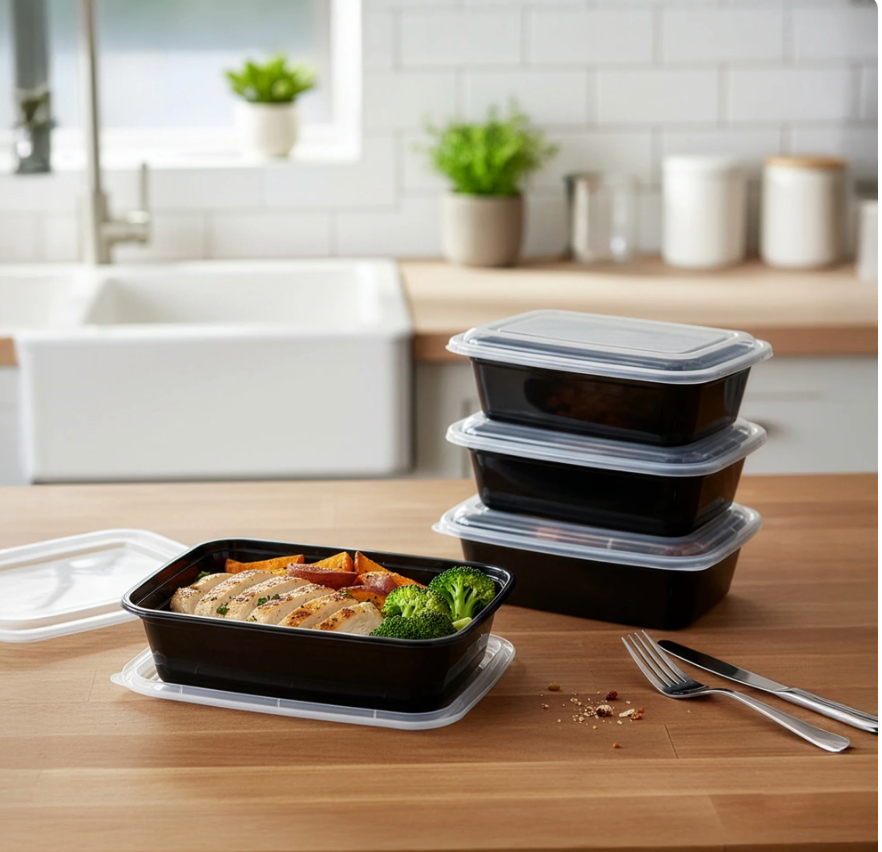 Stackable Mainstays meal prep containers and snap-tight lids