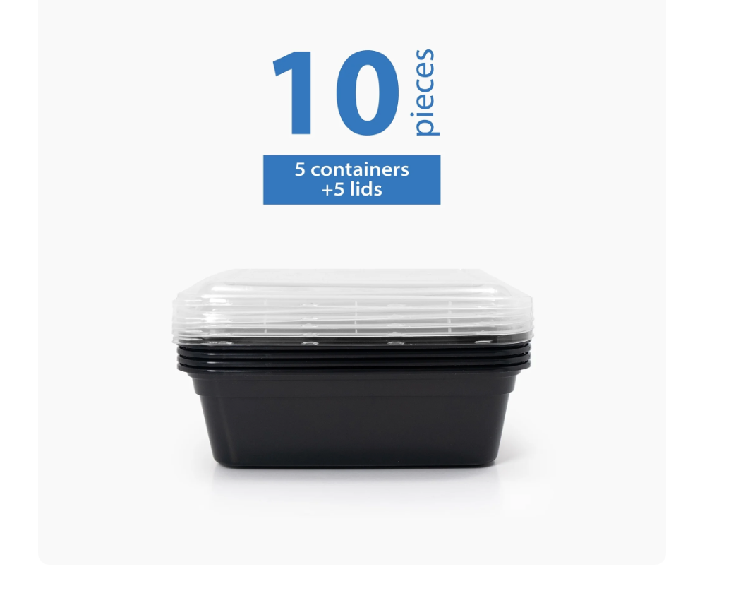 Mainstays 3-Cup Meal Prep Containers with Lids 10 Piece Set