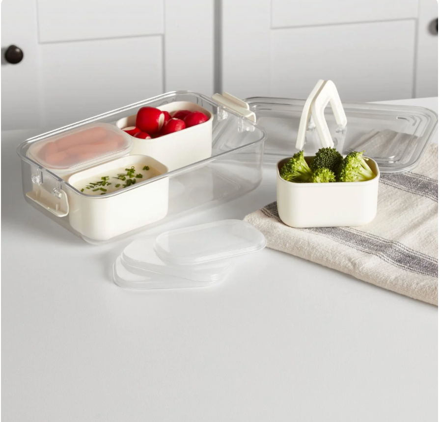 Mainstays Snackle Box 4 Compartment Lunch and Snack Container White