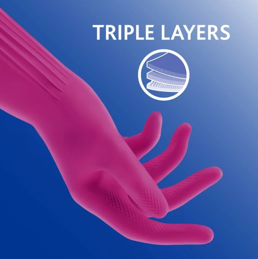 O-Cedar Playtex Living reusable cleaning gloves medium pink