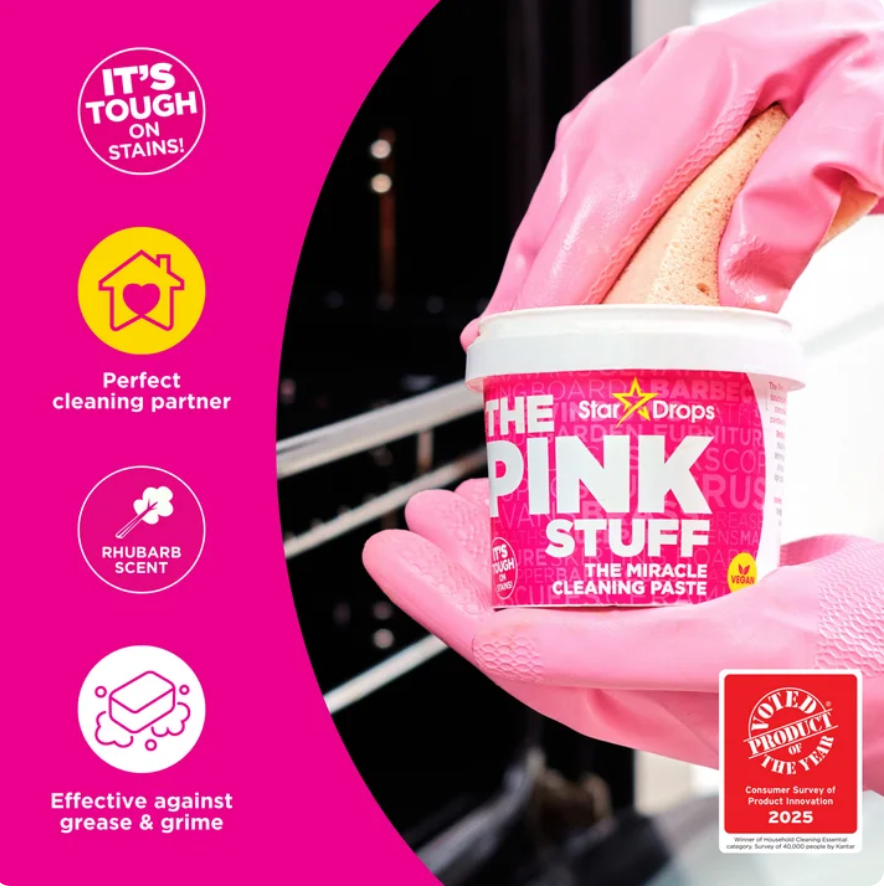 The Pink Stuff Miracle Cleaning Paste product label and directions