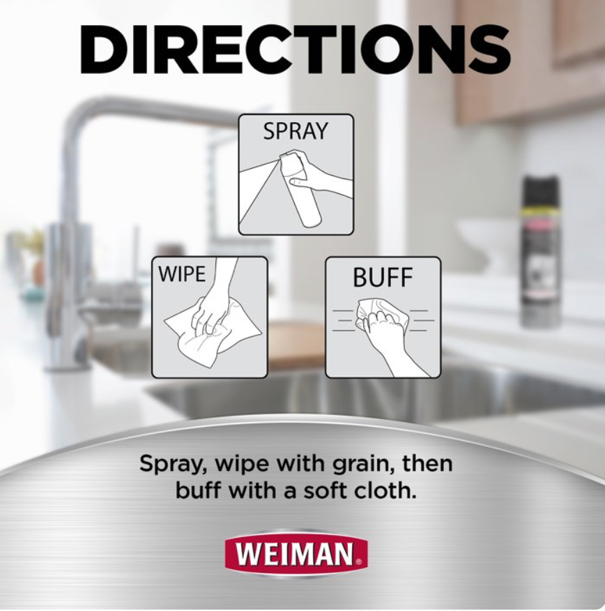 Weiman Stainless Steel Cleaner and Polish Spray 12 oz