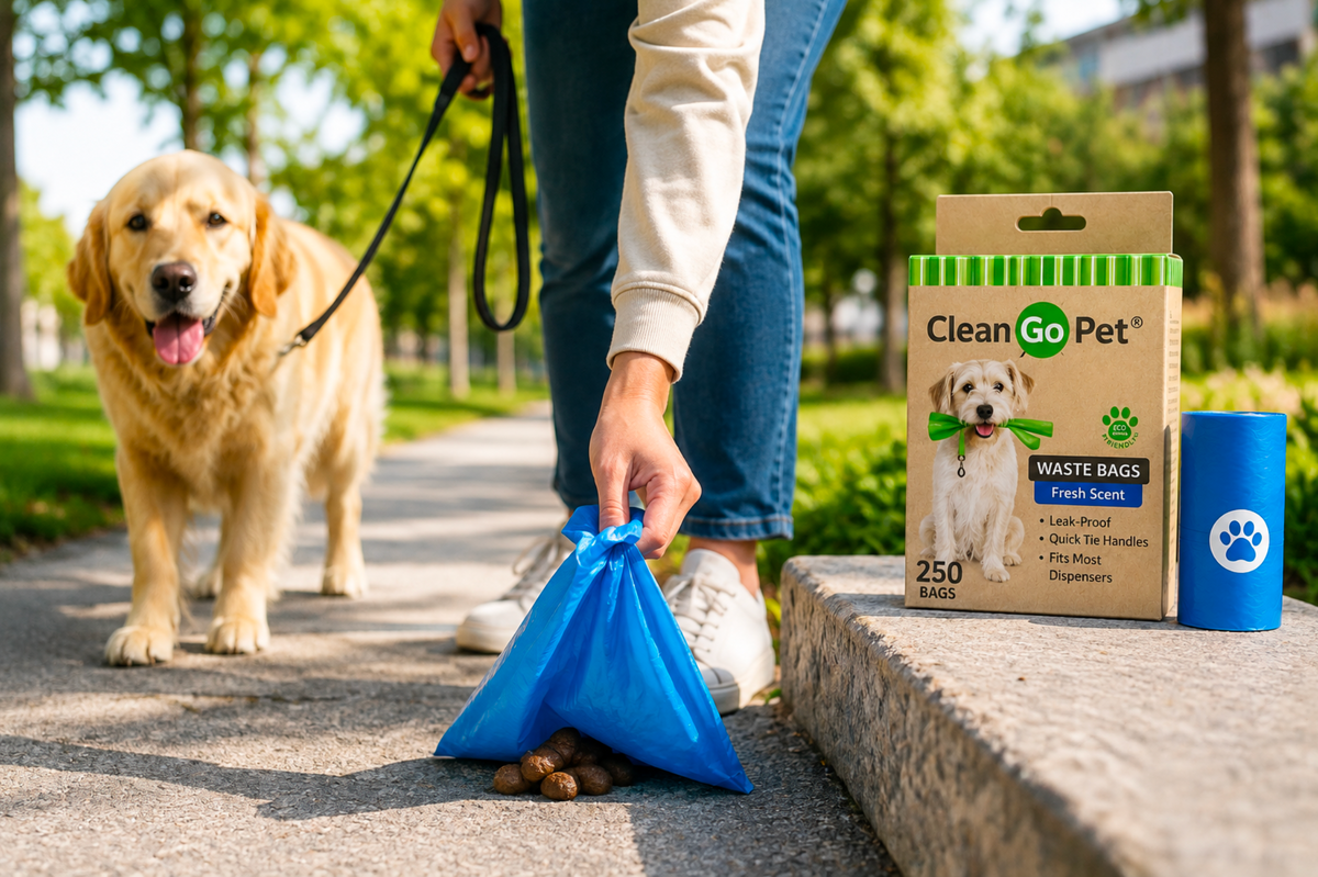 Dog waste bags for daily pet cleanup by Clean Go