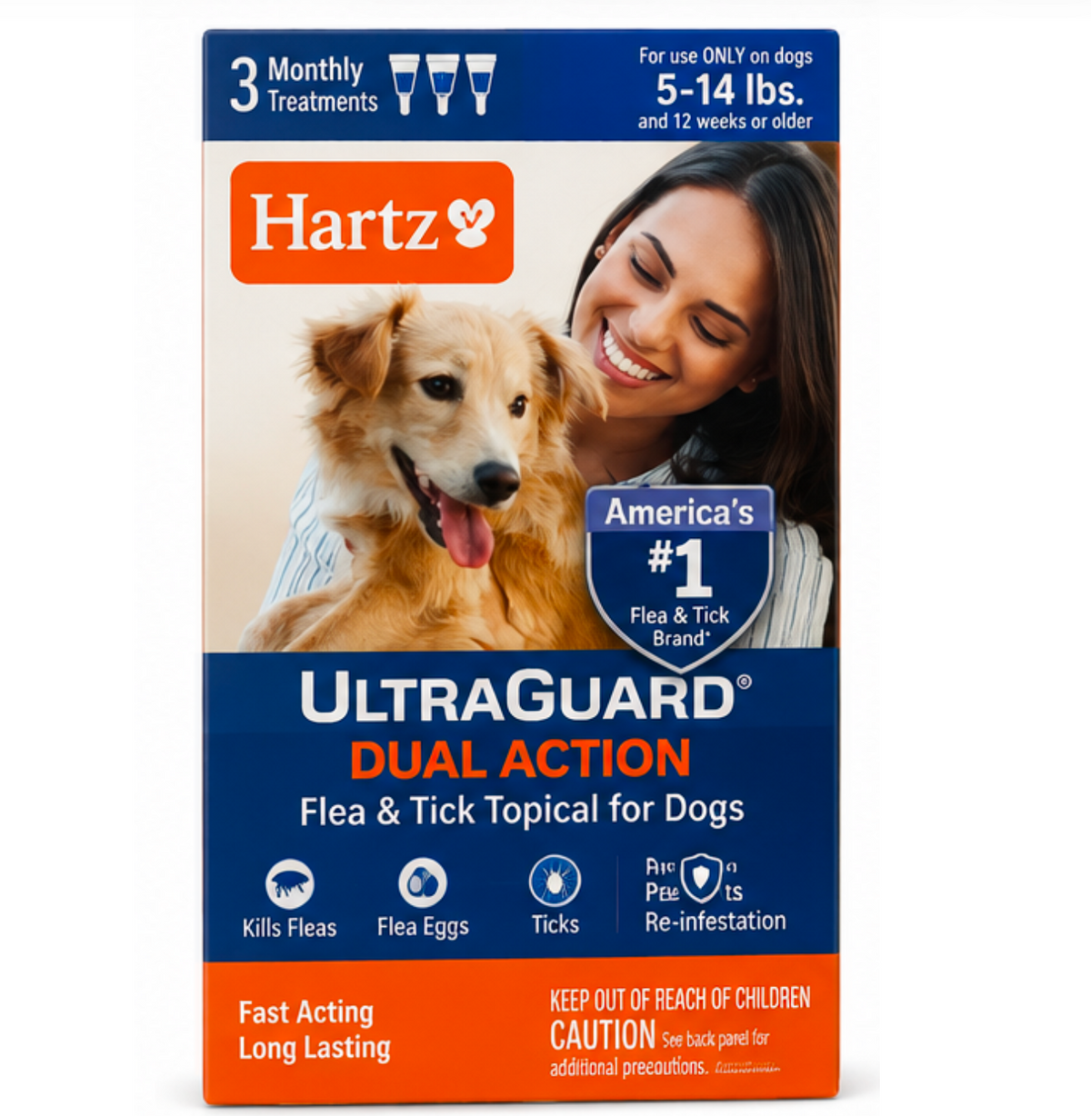 Hartz UltraGuard Dual Action Flea and Tick Topical for Small Dogs 5-14 lbs, 3 treatments