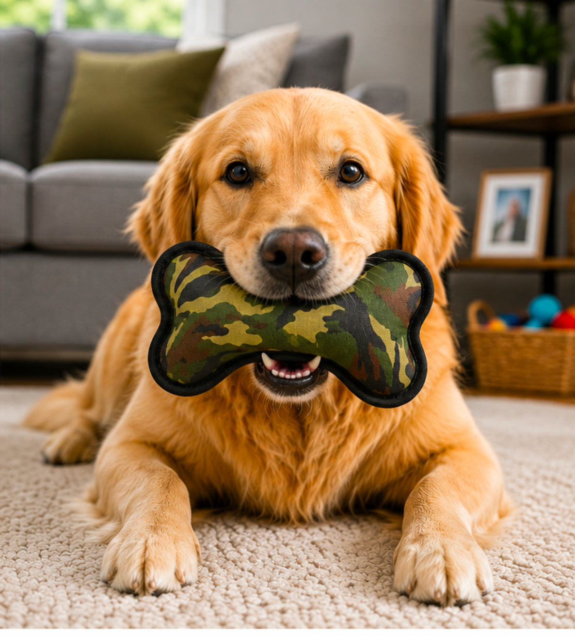 Zanies Toughstructable Bone Dog Toy – Large Green Camo